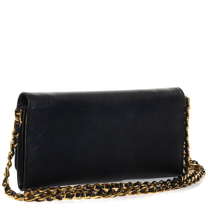 Prada Saffiano Metal Oro Chain Nero Black 3 of 8