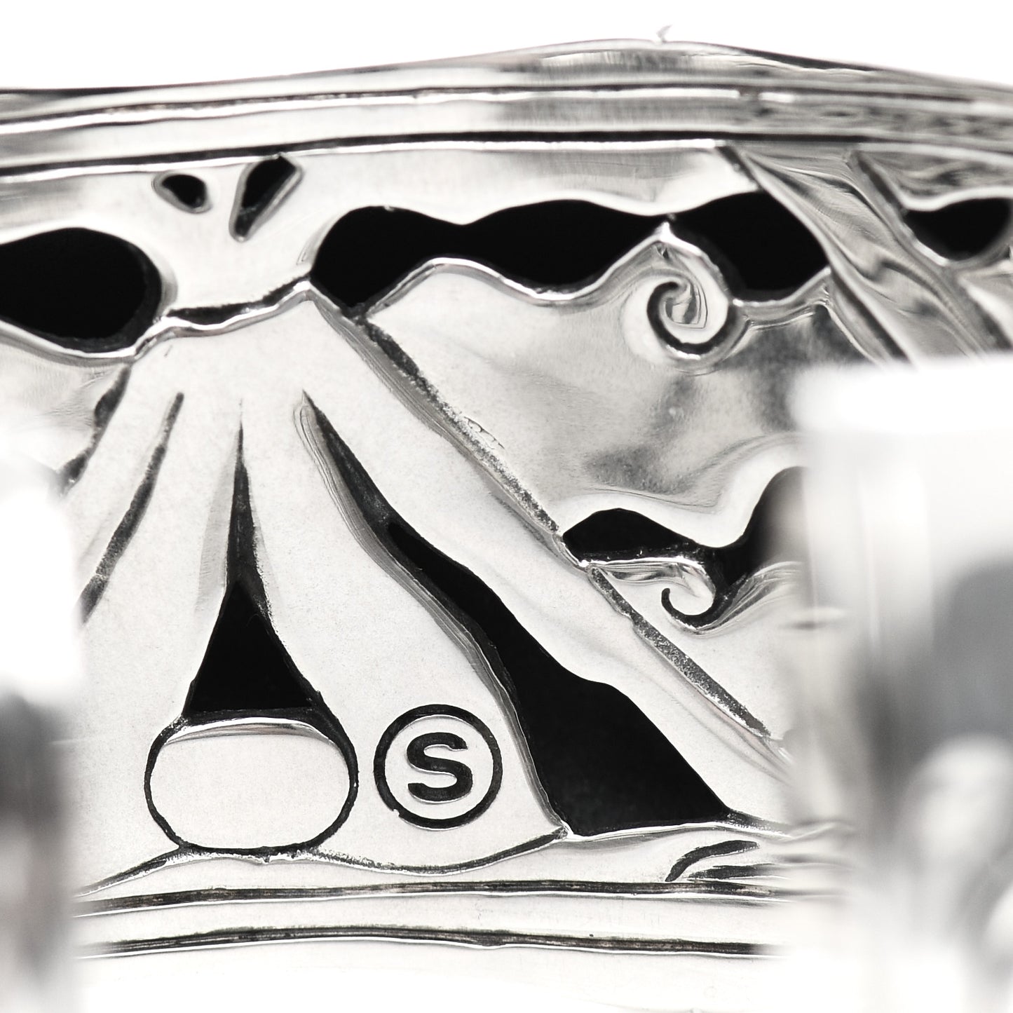 Sterling Silver Wide Bamboo Kick Cuff Bracelet