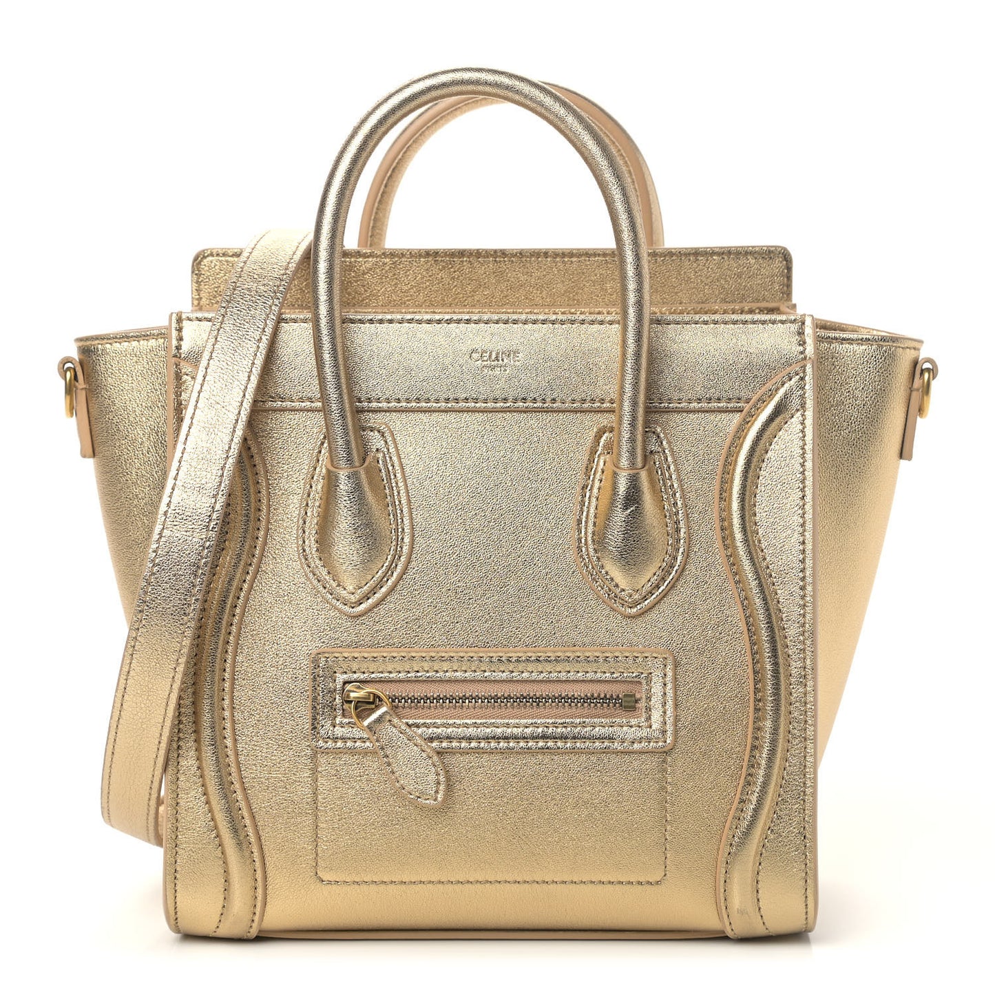 Laminated Lambskin Nano Luggage Gold