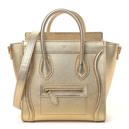 Celine Laminated Lambskin Nano Luggage Gold 1 of 4