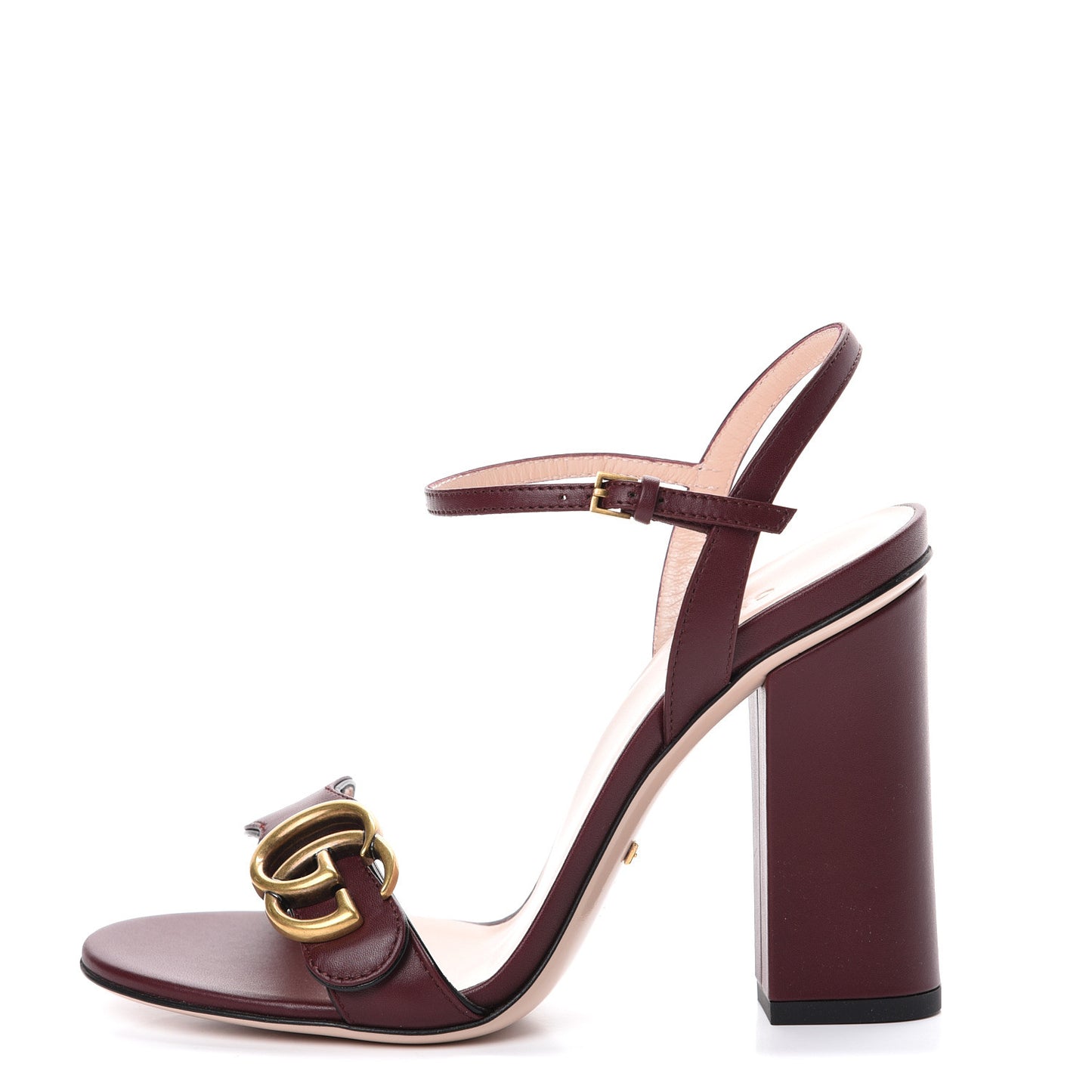Lifford Calfskin GG Marmont Ankle Wrap 105mm Sandals 36 Vintage Bordeaux