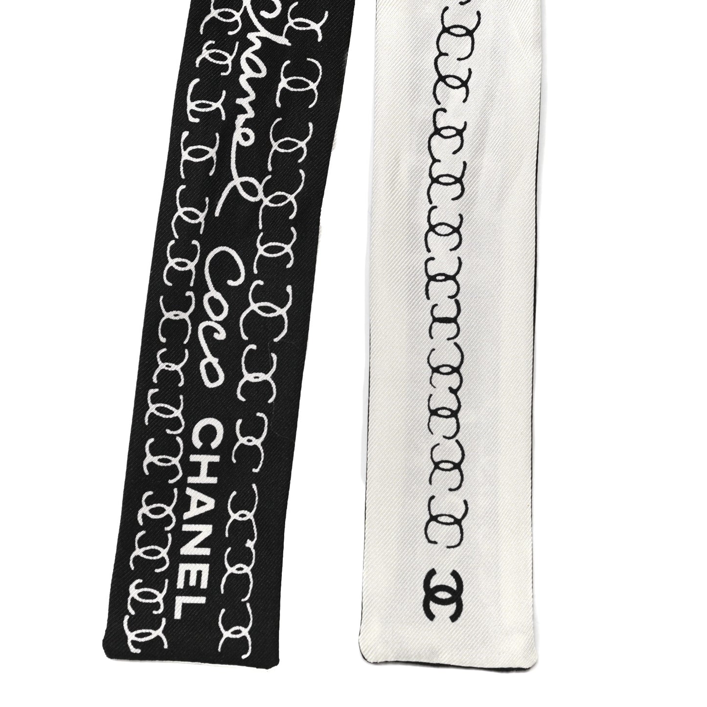Silk CC Bandeau Scarf Black White