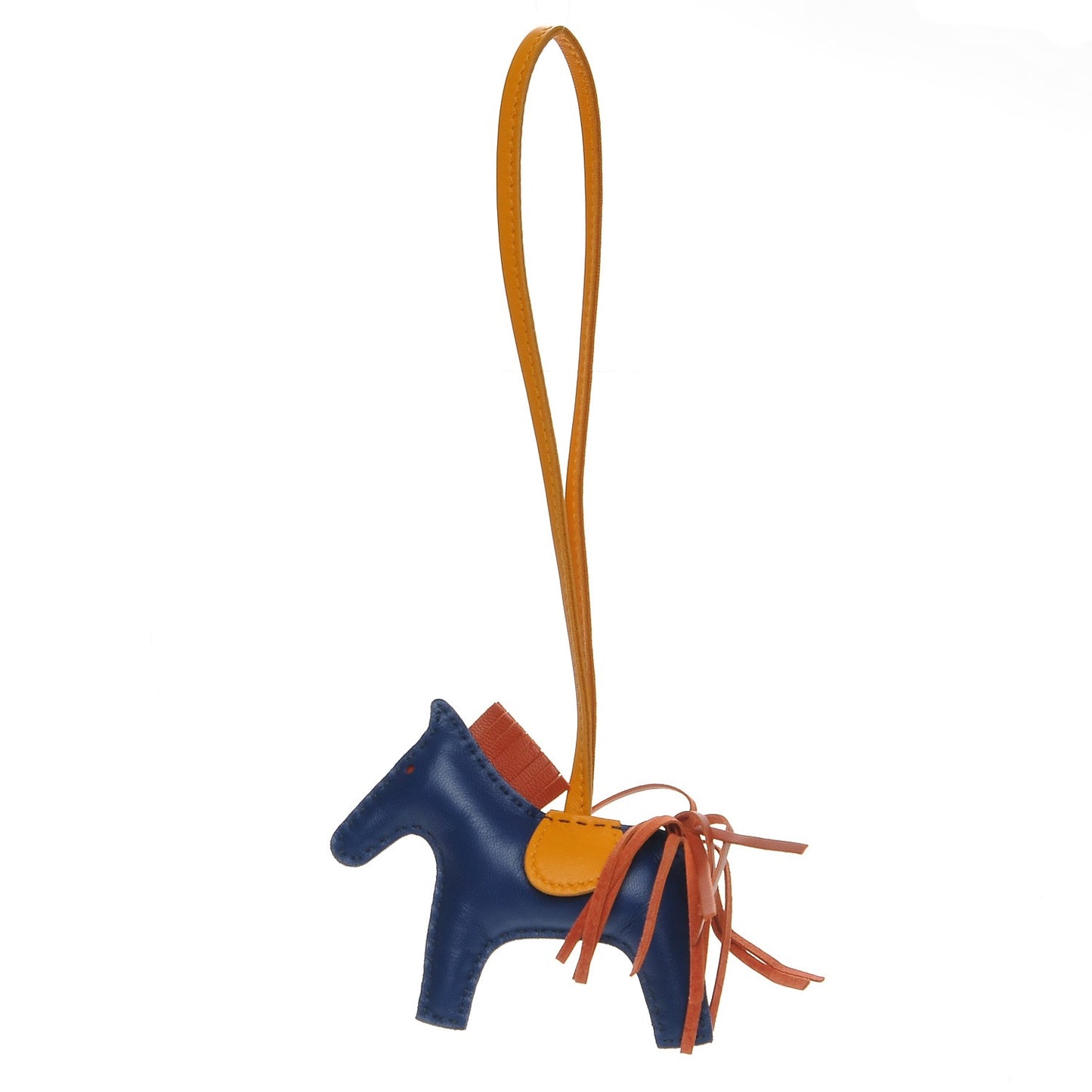 Milo Lambskin Grigri Rodeo Horse Bag Charm PM Bleu de Malte Cornaline Jaune D'Or