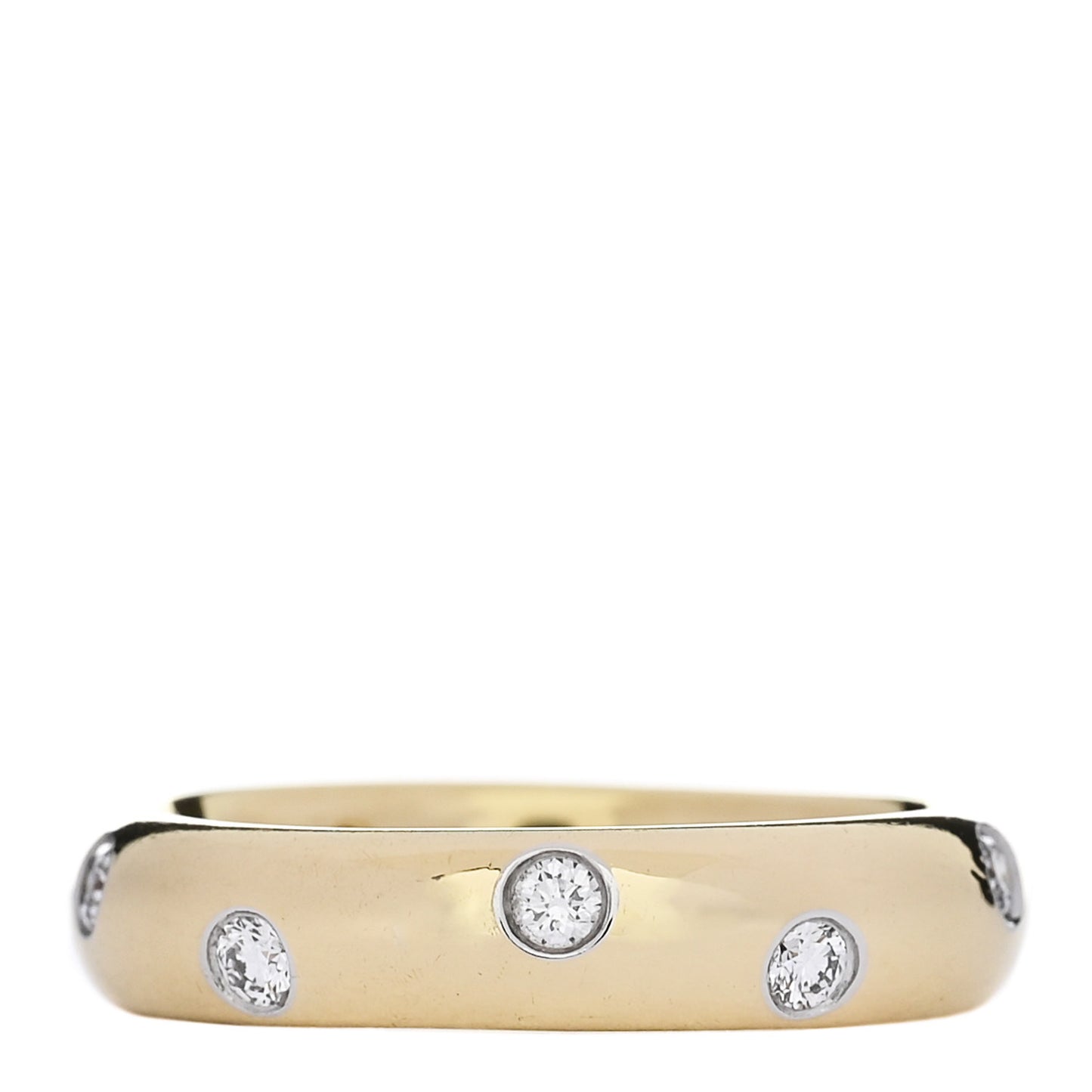 18K Yellow Gold Platinum Diamond 4mm Etoile Band Ring 48 4.5