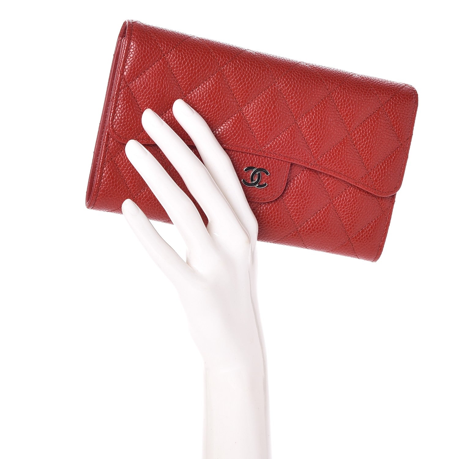 Chanel Caviar Quilted Large Flap Wallet Red 2 of 9