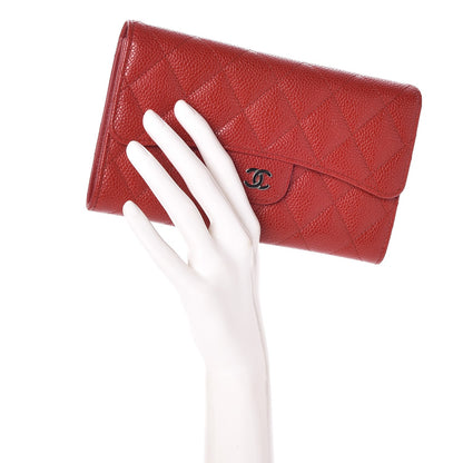 Chanel Caviar Quilted Large Flap Wallet Red 2 of 9