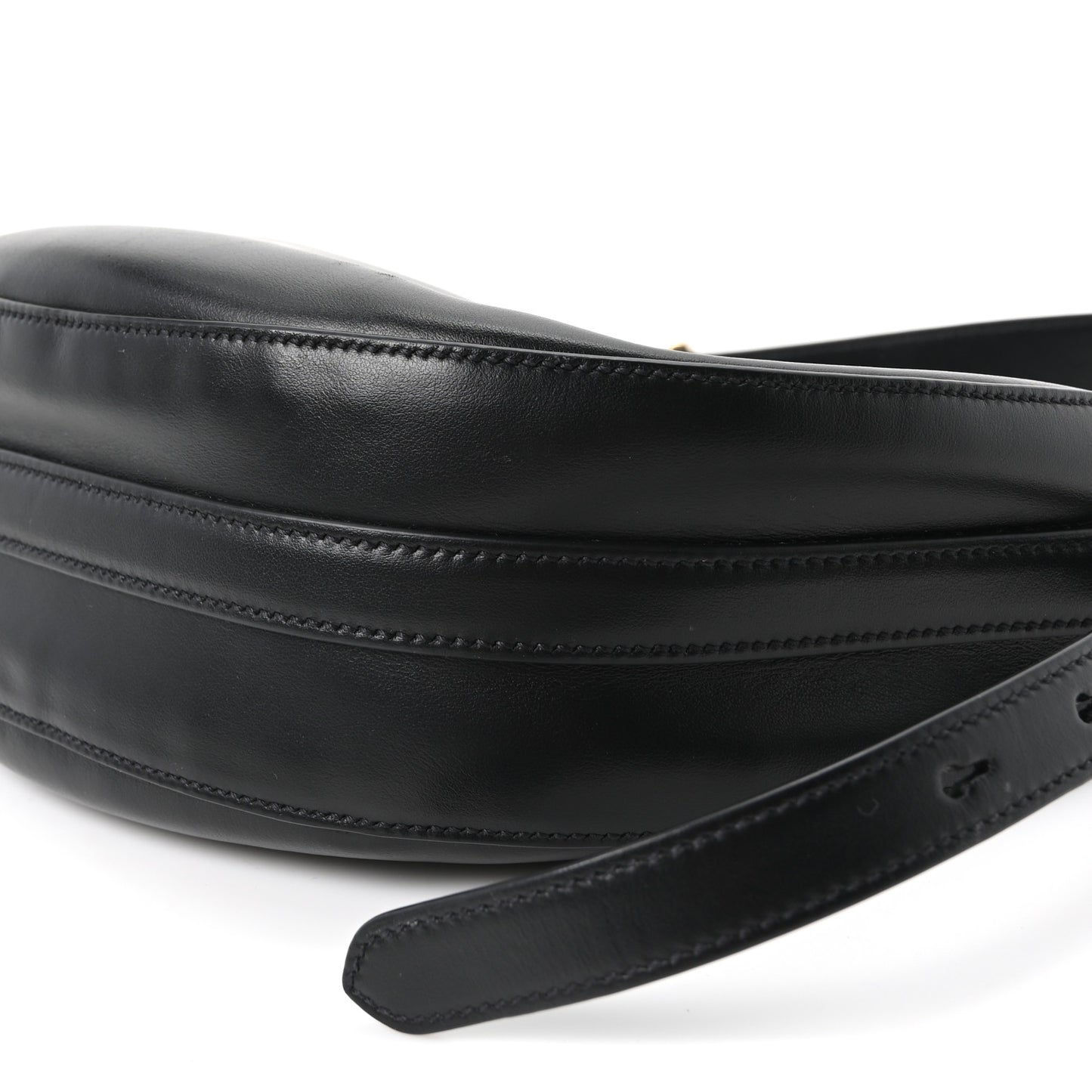 Soft Calfskin Arque Shoulder Bag Black