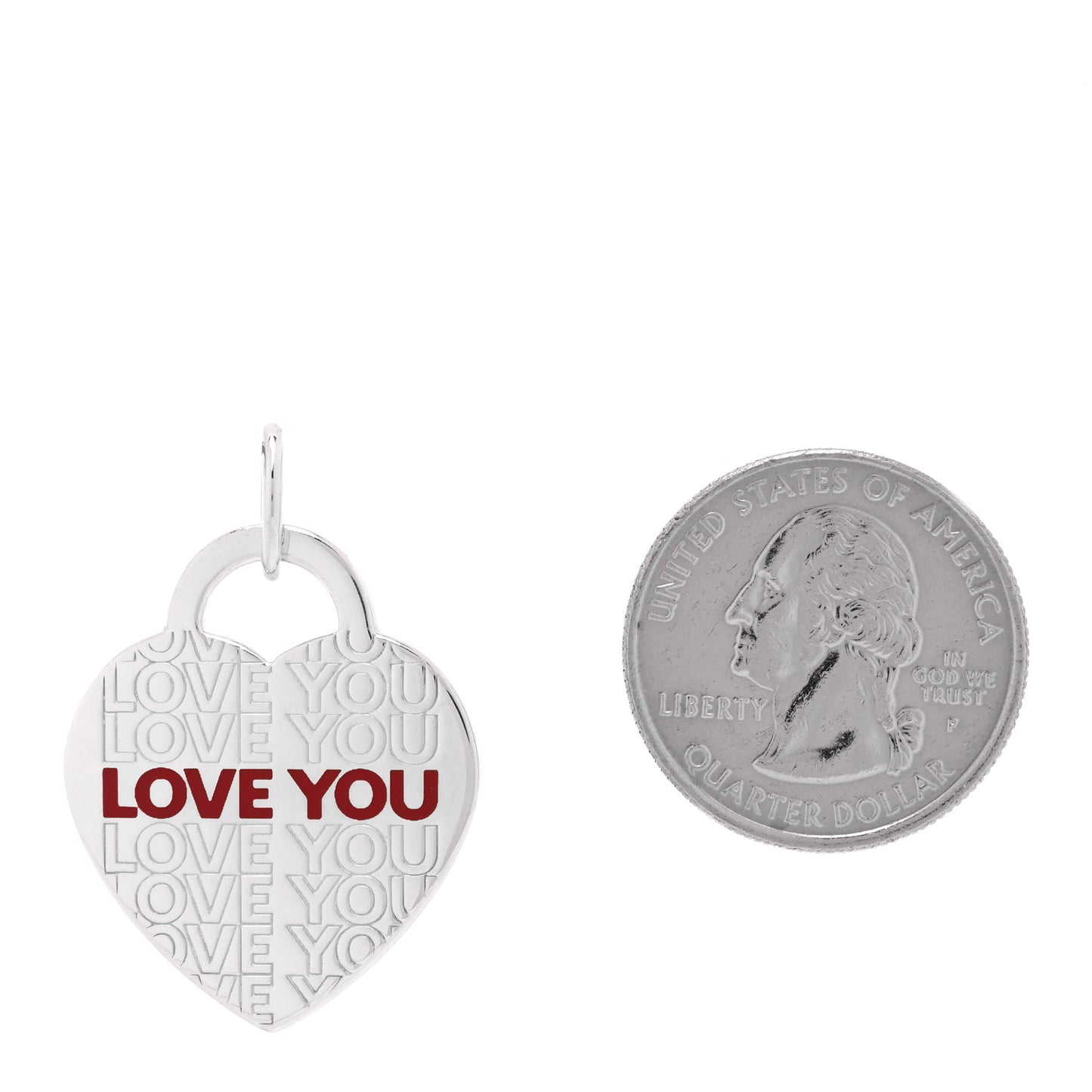Sterling Silver Enamel LOVE YOU Heart Charm Red