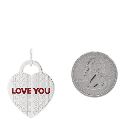 Tiffany Sterling Silver Enamel LOVE YOU Heart Charm Red 2 of 4