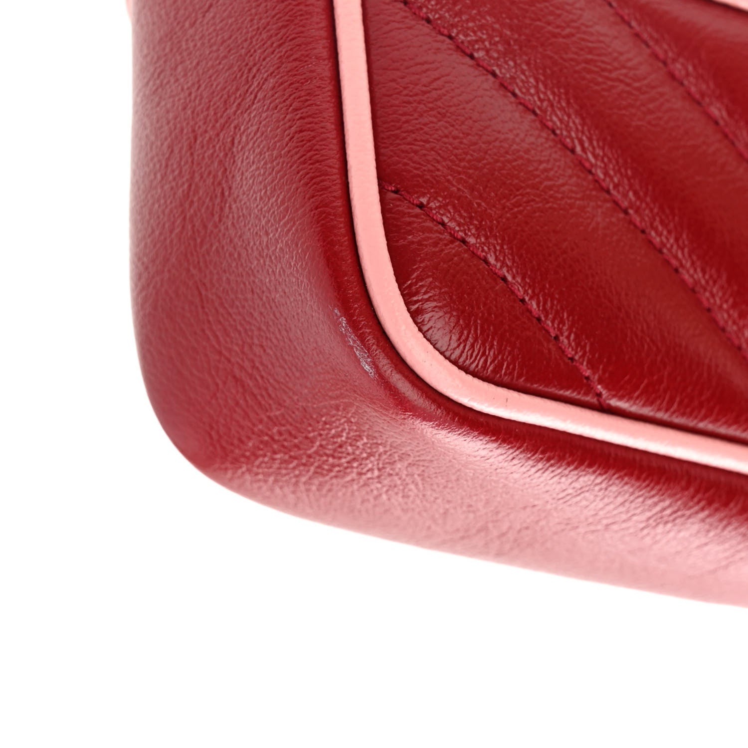 Gucci Azalea Calfskin Enamel Matelasse Diagonal Super Mini Torchon GG Marmont Shoulder Bag New Cherry Red Wild Rose 11 of 13