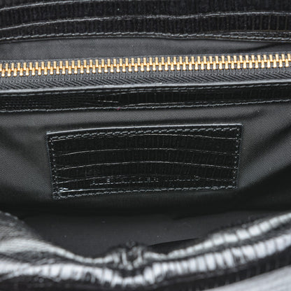 Alexander Wang Crocodile Embossed Patent Calfskin Tri-Fold Shoulder Bag Black 6 of 12