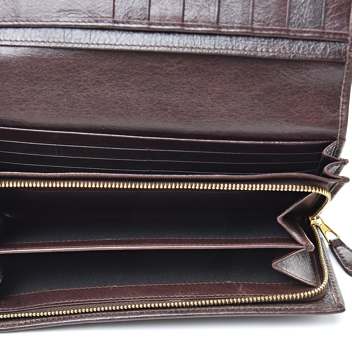 Agneau Giant 12 Gold Hardware Money Wallet Cigare Fonce