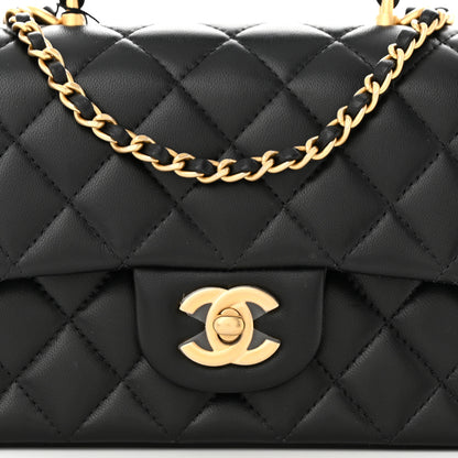 Chanel Lambskin Quilted Mini Top Handle Rectangular Flap Black 8 of 13