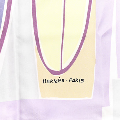Hermes Silk Jersey Sea Surf and Fun Scarf 90 Rose Pale Mauve Jaune Soufre 4 of 6