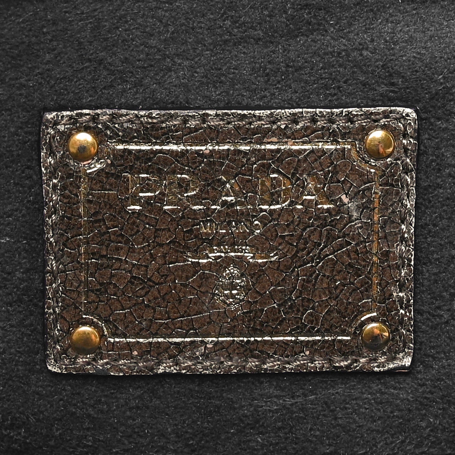 Prada Cervo Lux Shoulder Bag Dark Grey 6 of 9