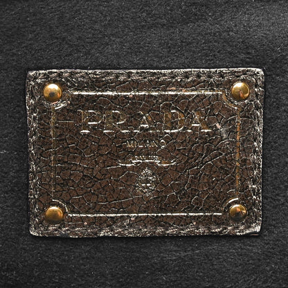 Prada Cervo Lux Shoulder Bag Dark Grey 6 of 9
