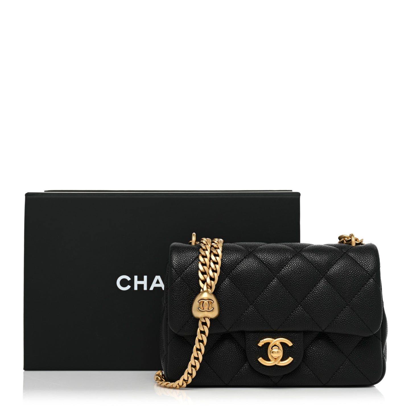 Caviar Quilted Mini Sweetheart Rectangular Flap Black