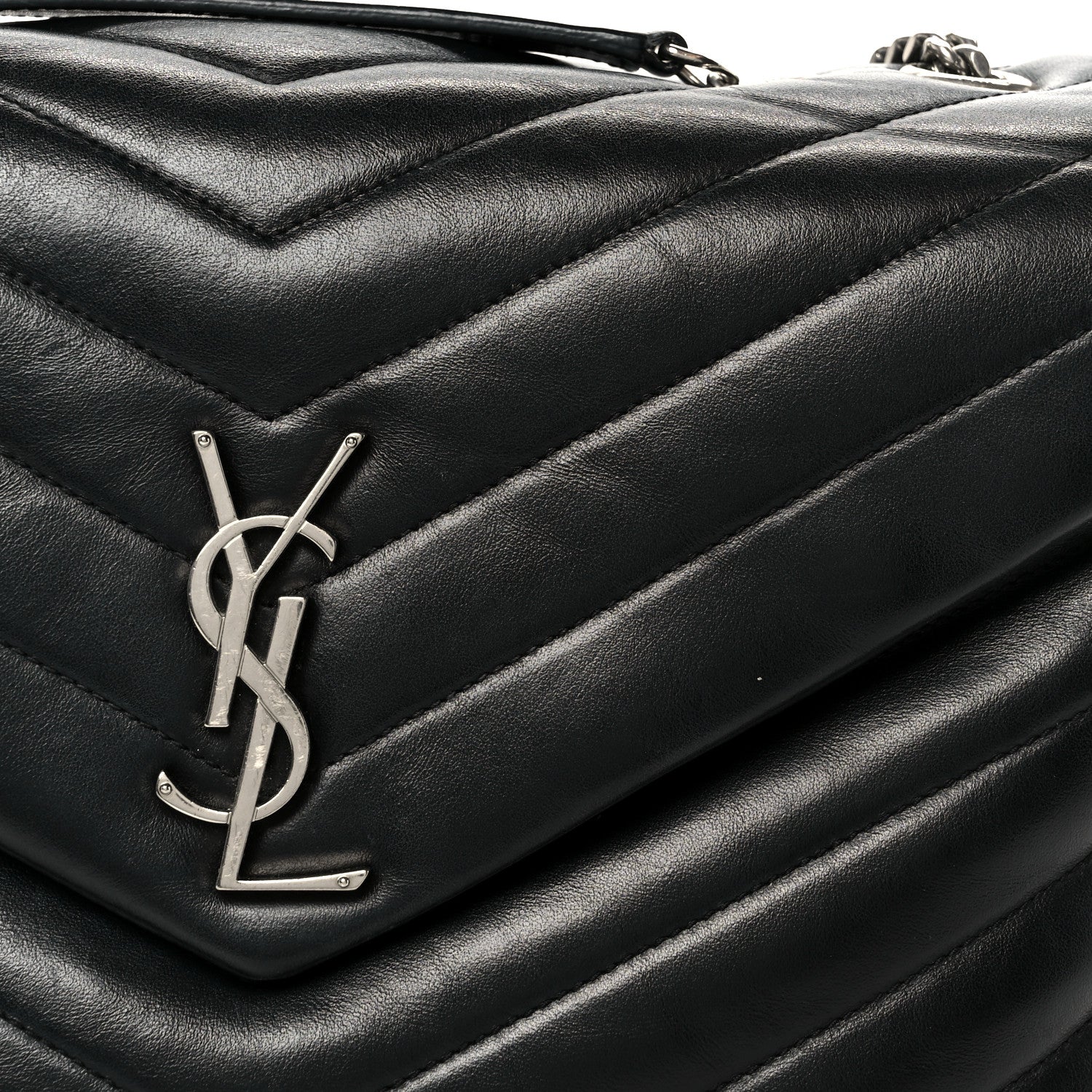 Saint Laurent Calfskin Y Quilted Monogram Medium Loulou Chain Satchel Black 9 of 11