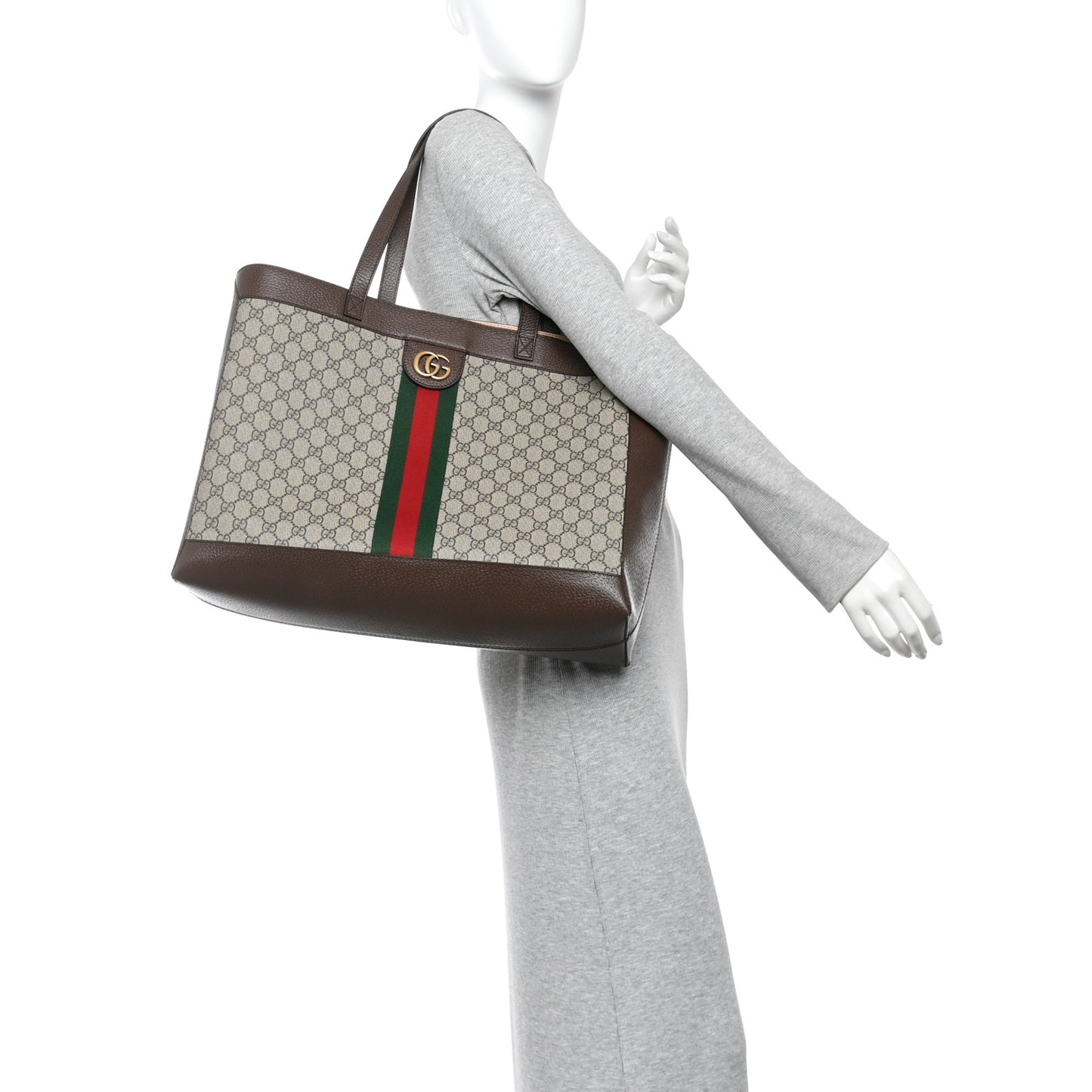 GG Supreme Monogram Web Ophidia Tote Brown