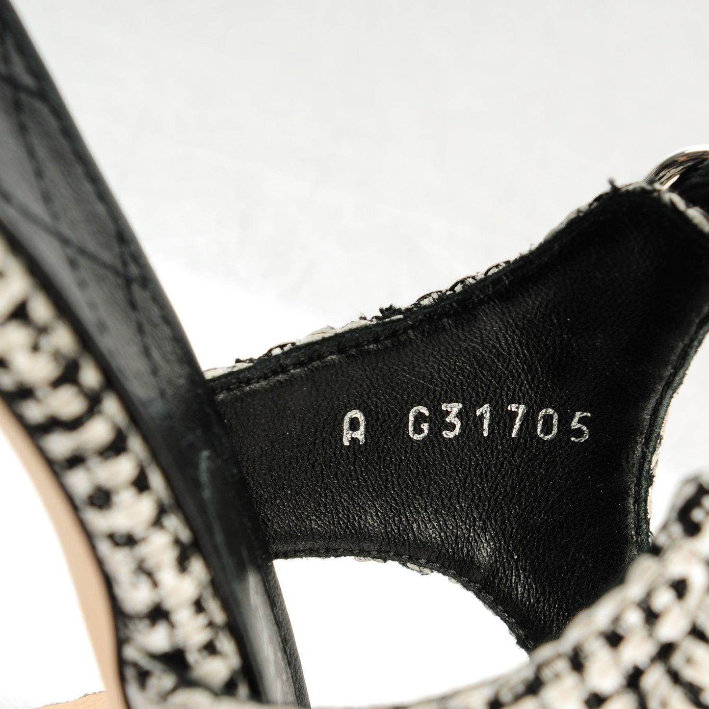 Tweed Chain Sandals 38.5 Black White