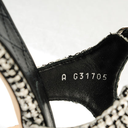 Chanel Tweed Chain Sandals 38.5 Black White 8 of 9
