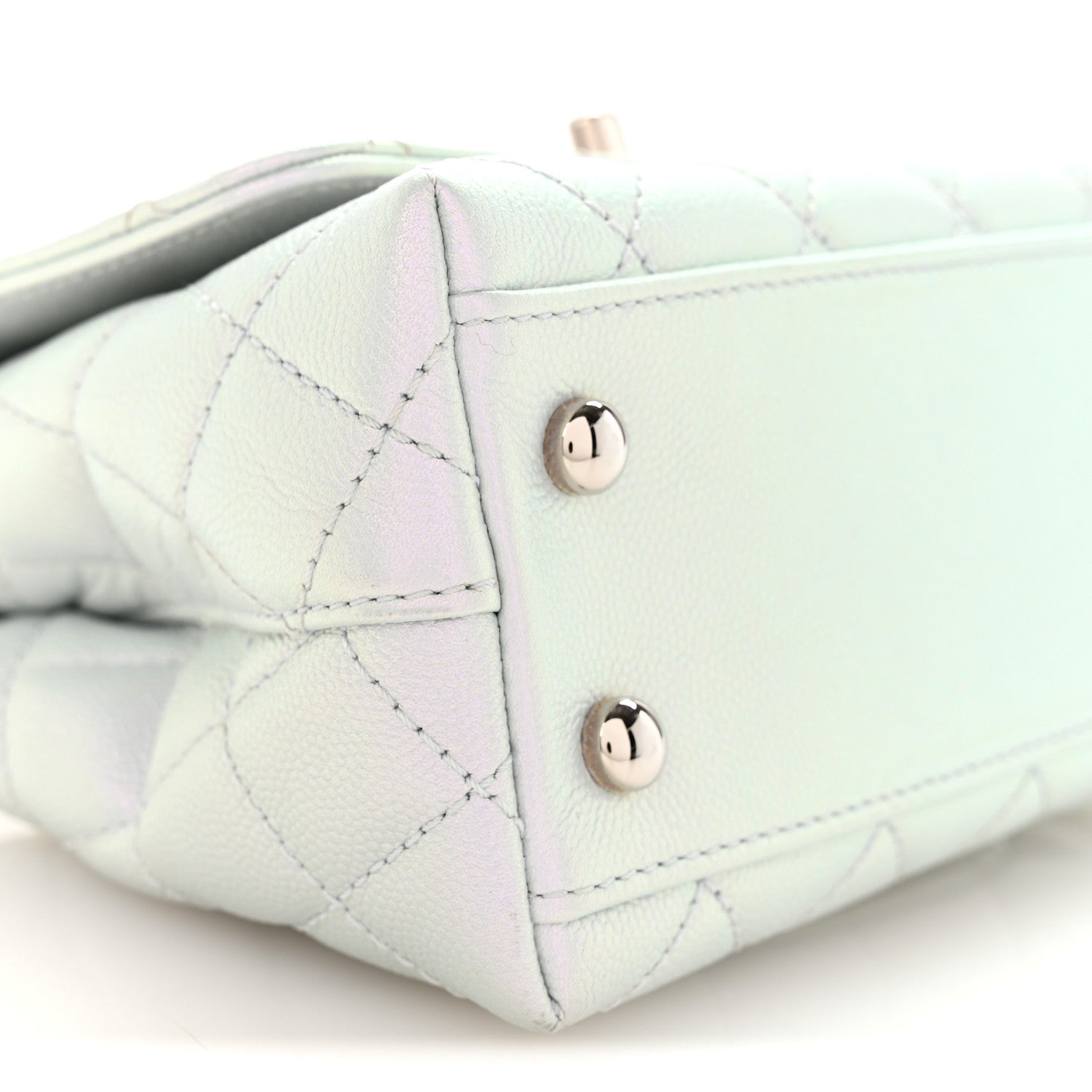 Chanel Iridescent Caviar Quilted Extra Mini Coco Handle Flap Light Blue 9 of 10