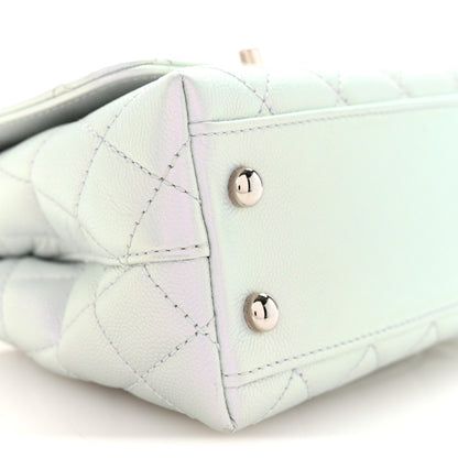 Chanel Iridescent Caviar Quilted Extra Mini Coco Handle Flap Light Blue 9 of 10