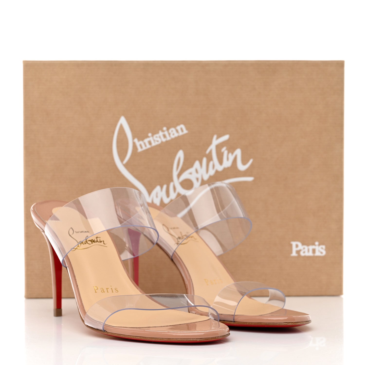 Christian Louboutin Patent PVC Just Nothing 85 Slide Sandals 36 Nude 8 of 8