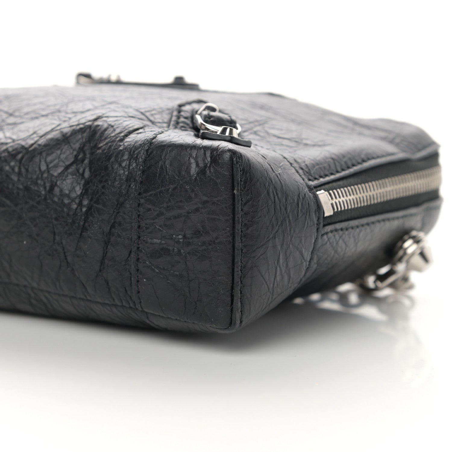 Balenciaga Agneau Classic Silver Hardware Pouch With A Chain Crossbody Black 10 of 11