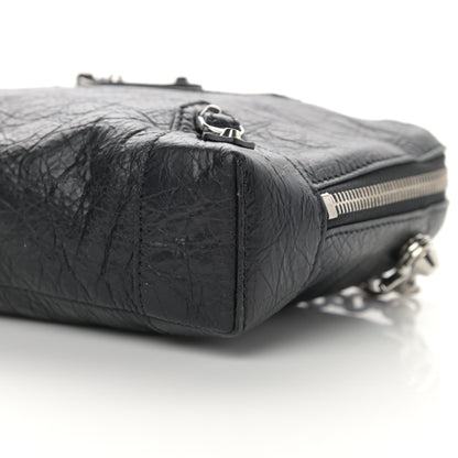 Balenciaga Agneau Classic Silver Hardware Pouch With A Chain Crossbody Black 10 of 11