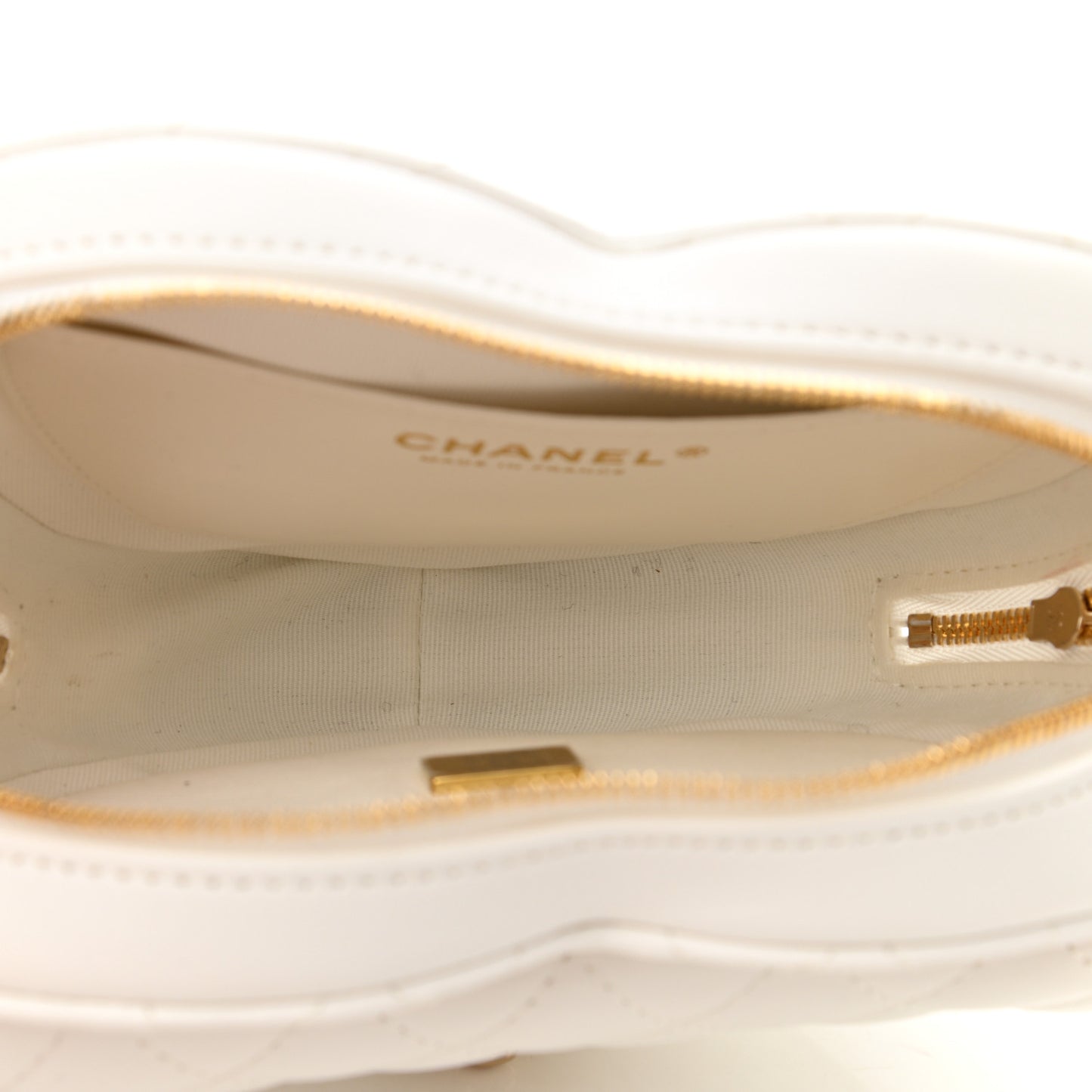 Lambskin Quilted CC In Love Heart Bag White