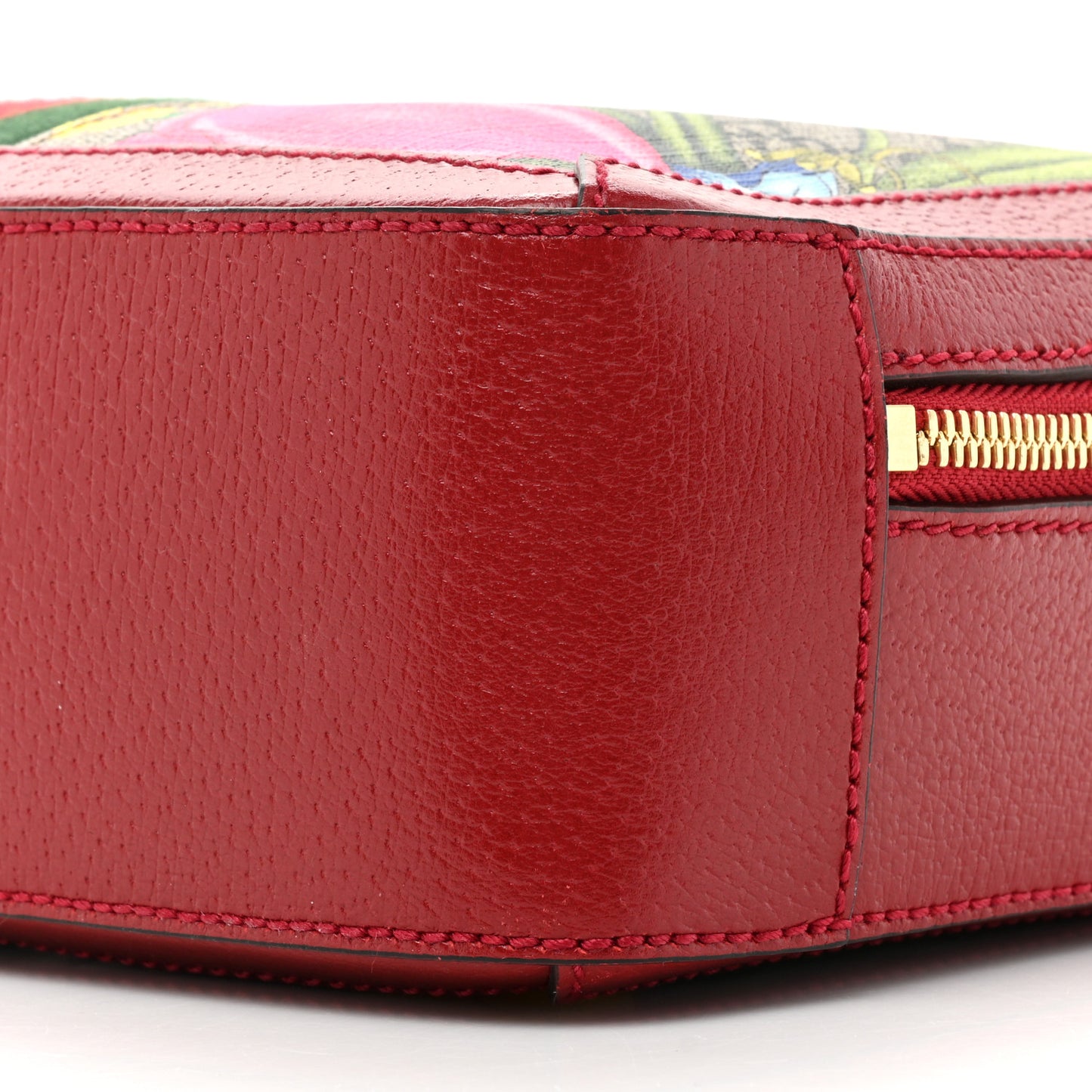 GG Supreme Monogram Flora Web Small Ophidia Top Handle Shoulder Bag Hibiscus Red