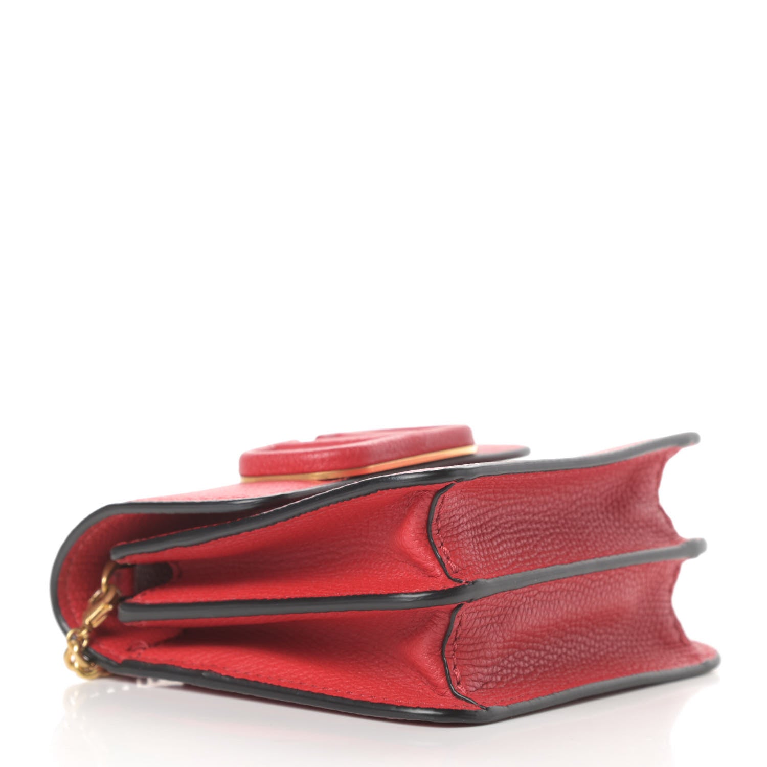 Valentino Garavani Grainy Calfskin Vlogo Compact Wallet with Chain Rouge Pur 4 of 10