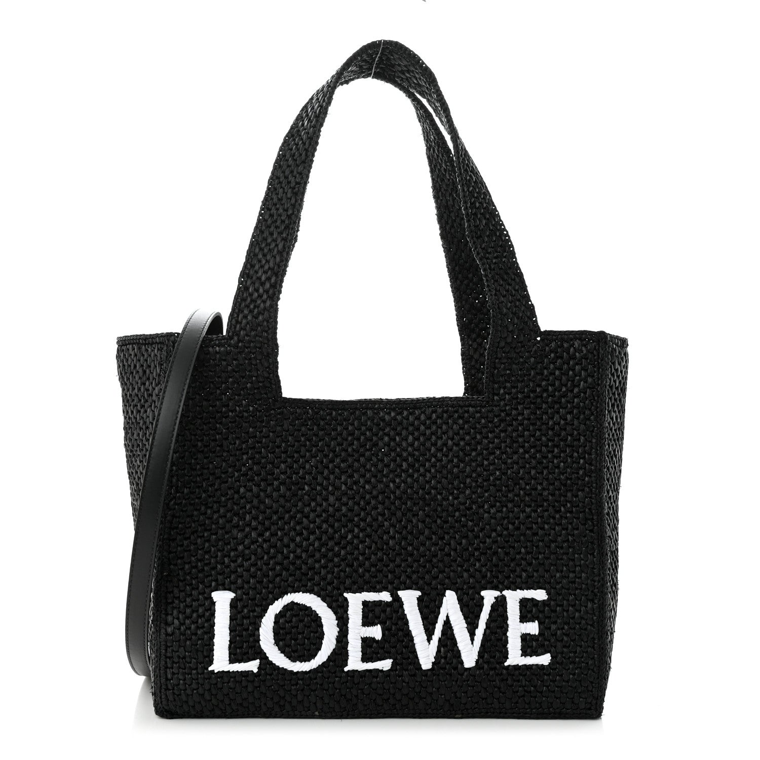 Loewe Raffia Medium Paula's Ibiza Logo Tote Black White 1 of 10