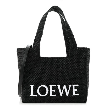Loewe Raffia Medium Paula's Ibiza Logo Tote Black White 1 of 10