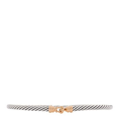 David Yurman Sterling Silver 18K Yellow Gold 3mm Cable Buckle Bracelet 1 of 3