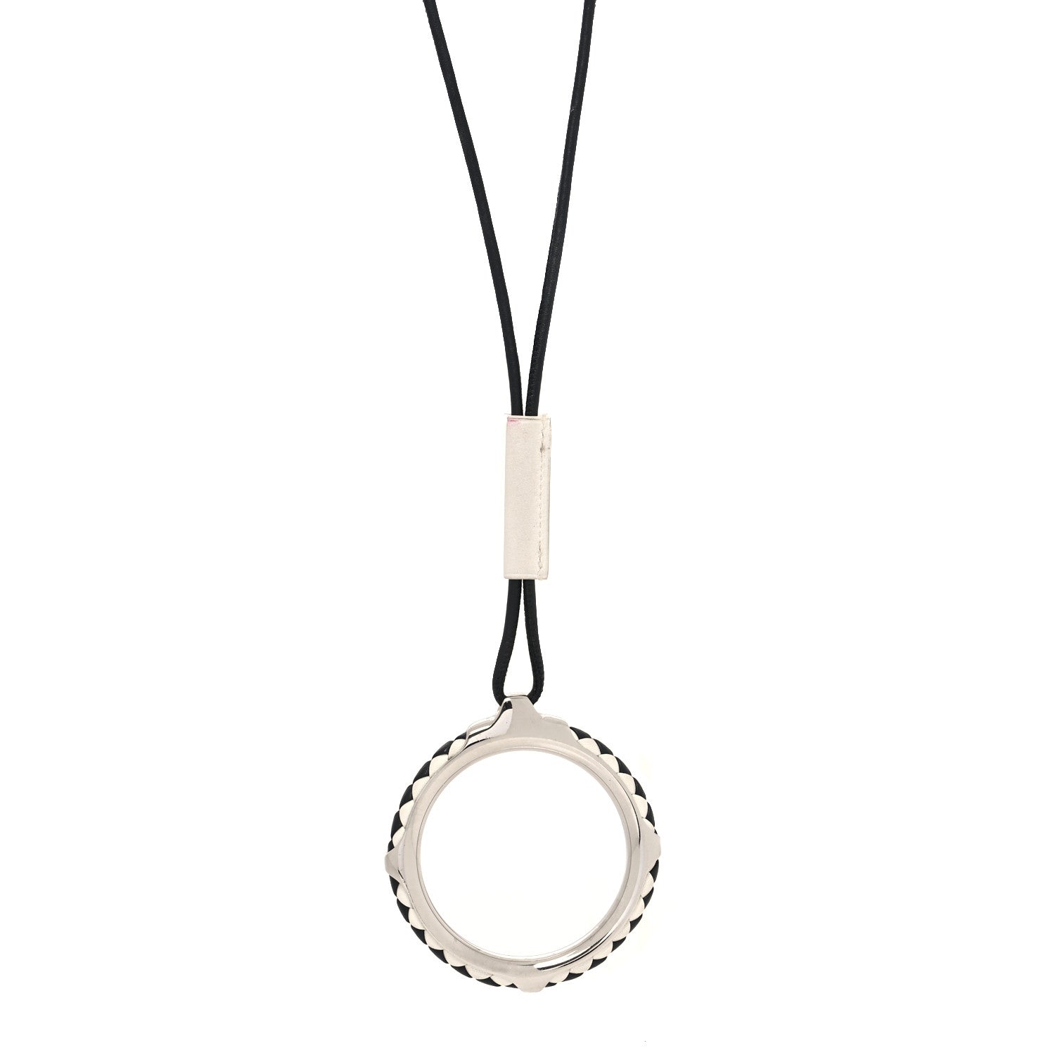 Hermes Swift Kyoto Tresse Pendant Necklace Black White 1 of 5