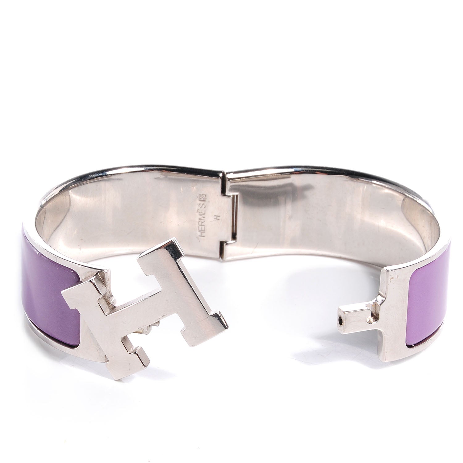 Hermes Enamel Wide Clic Clac H Bracelet PM Mauve 3 of 4