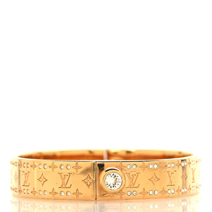Louis Vuitton Brass Crystal Monogram Nanogram Strass Cuff S Gold 4 of 6