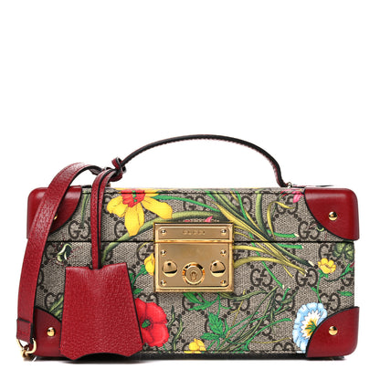 Gucci GG Supreme Monogram Flora Padlock Jewelry Case Red 1 of 13
