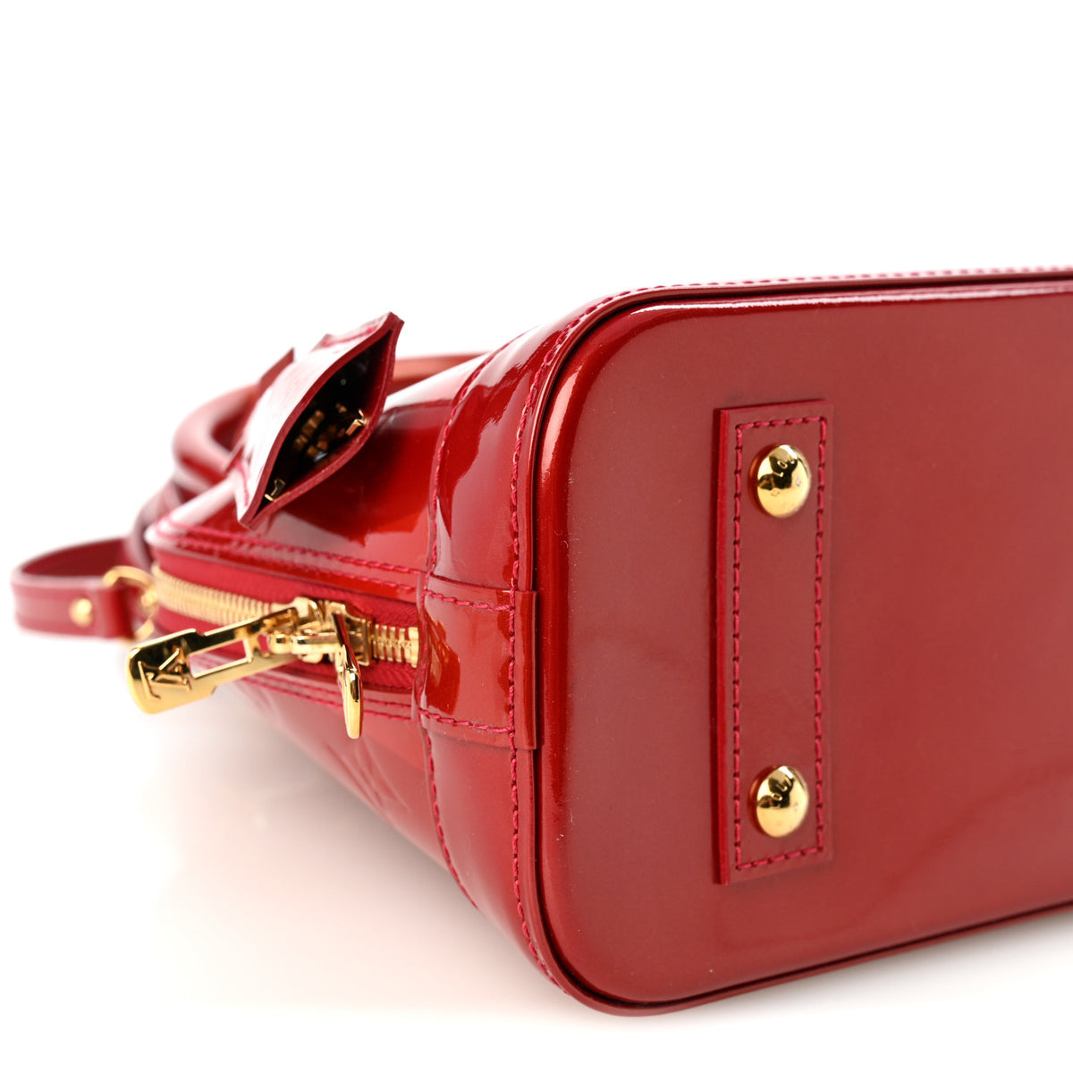 Louis Vuitton Vernis Rayures Alma BB Pomme D'Amour 8 of 9