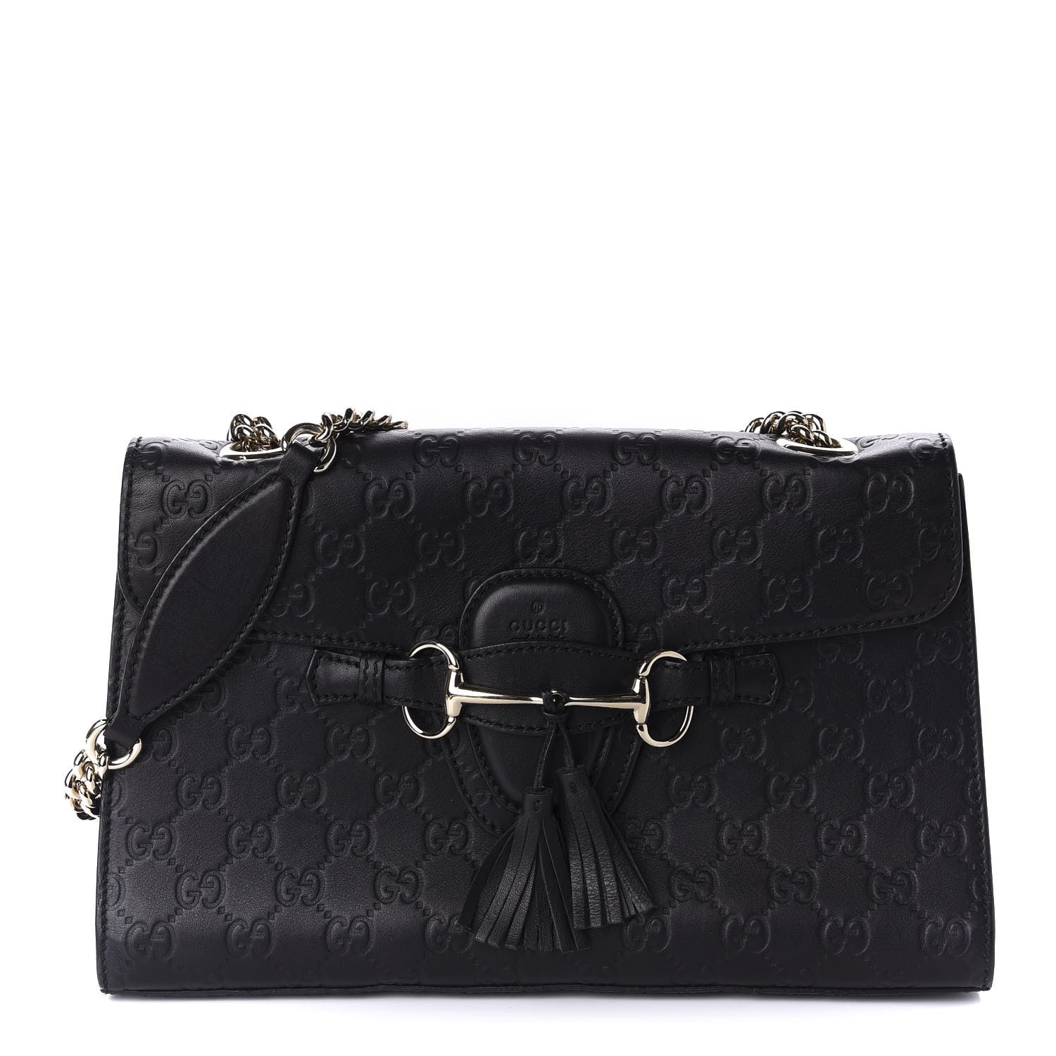 Gucci Guccissima Medium Emily Chain Shoulder Bag Black 1 of 13