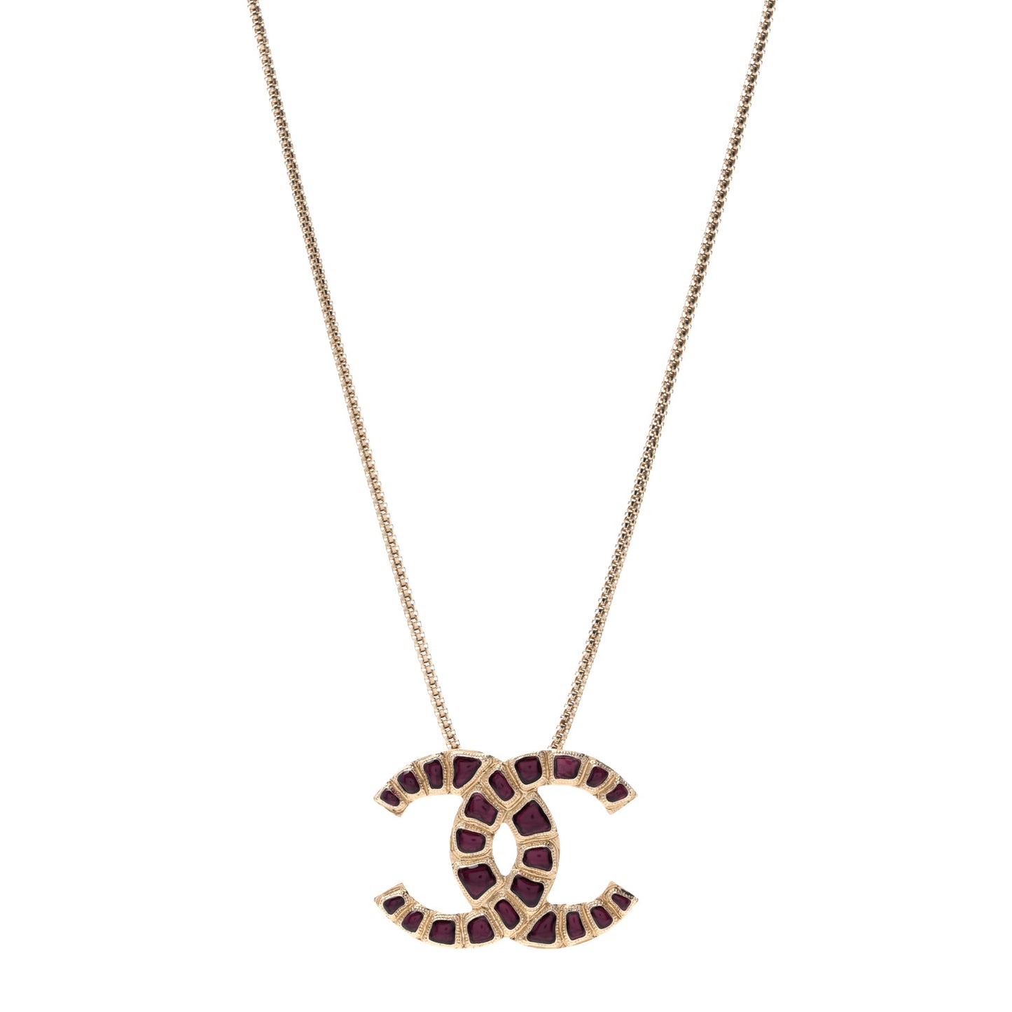 Metal Gripoix Along The Nile CC Pendant Necklace Gold Purple