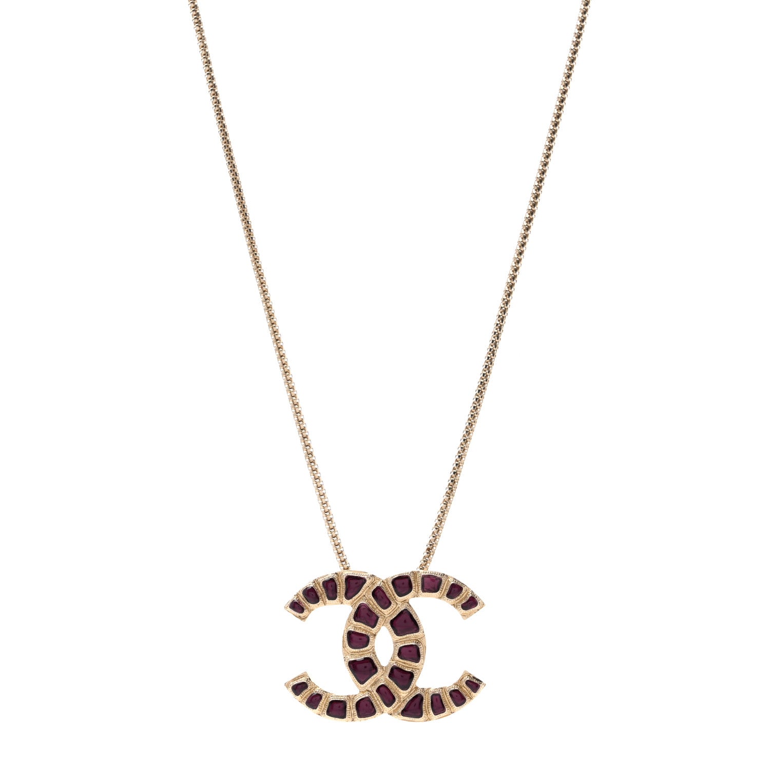 Chanel Metal Gripoix Along The Nile CC Pendant Necklace Gold Purple 1 of 4