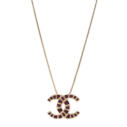 Chanel Metal Gripoix Along The Nile CC Pendant Necklace Gold Purple 1 of 4