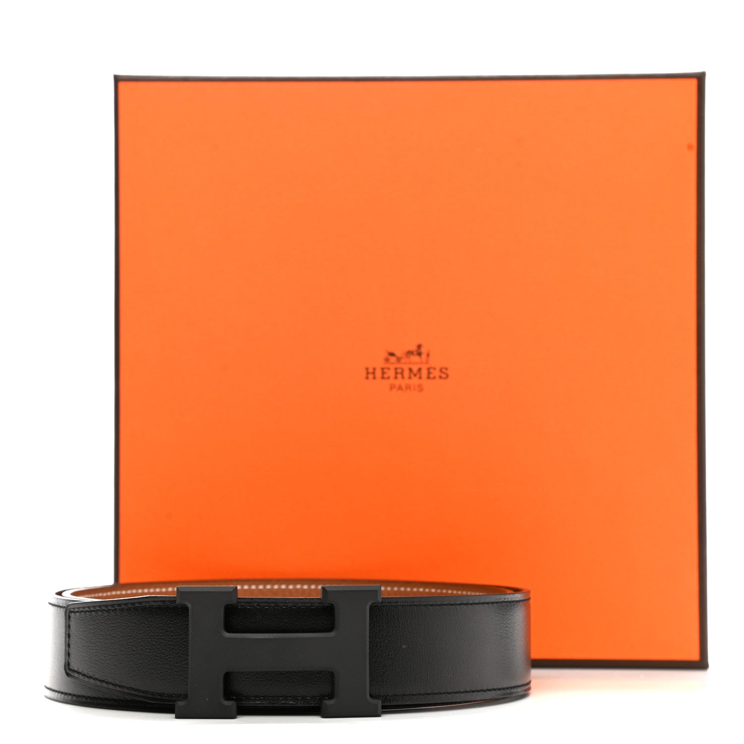 Hermes Box Togo 32mm Matte H Belt 90 Black Gold 7 of 7