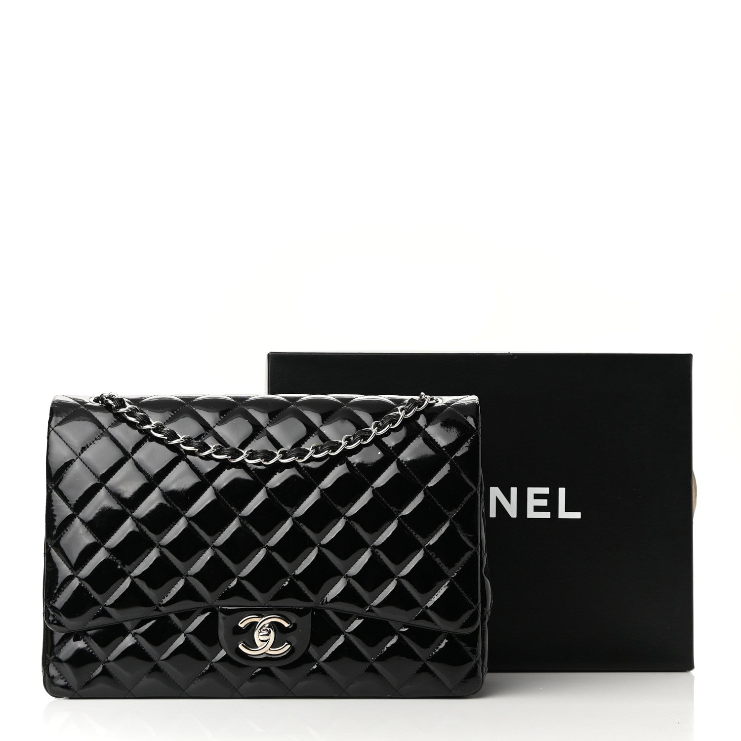 Chanel Patent Quilted Maxi Double Flap Black 12 of 12