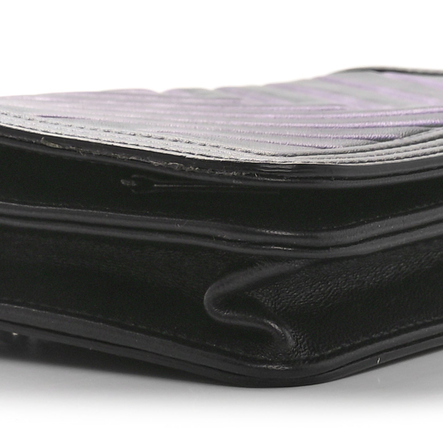 Calfskin Painted Chevron Embossed Boy Wallet On Chain WOC Black