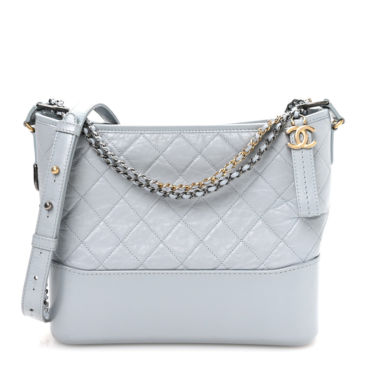 Chanel Aged Calfskin Quilted Medium Gabrielle Hobo Light Blue 1 of 11