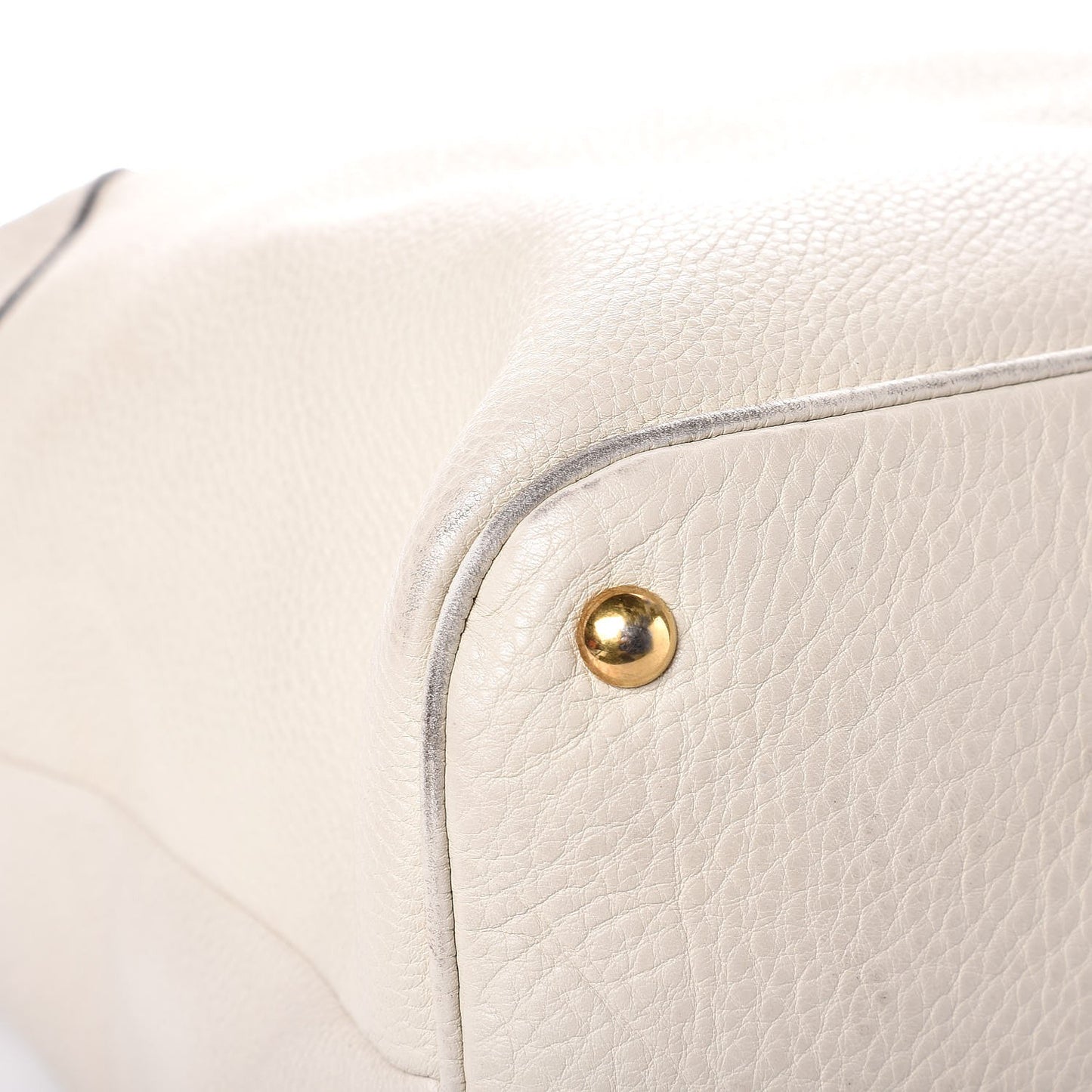 Pebbled Calfskin Twill Medium Top Handle Satchel White